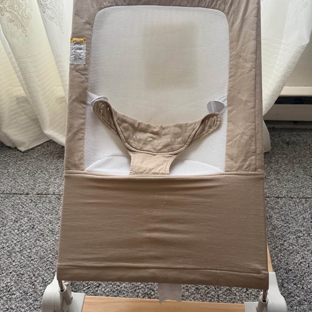 Beige Baby Bouncer with Mesh Back